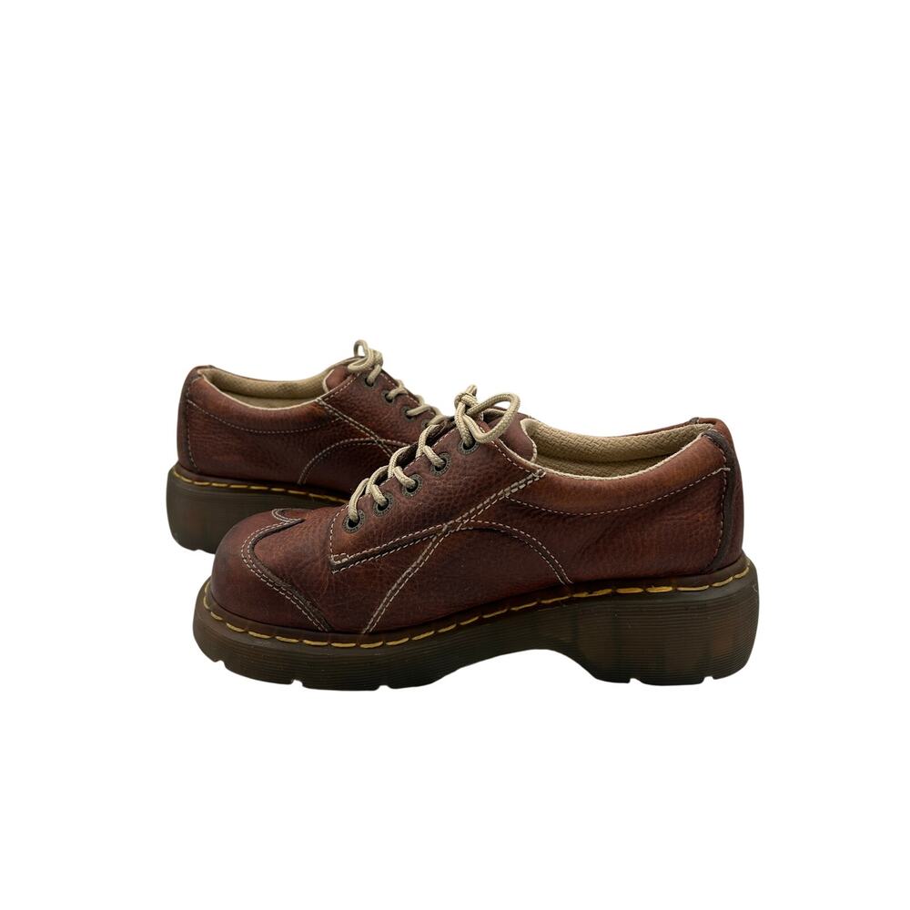 RARE DAISY Dr. Martens  Chunky Platform Brown
Leather 12280 Oxford Boot WMS Sz 8 - Picture 6 of 9